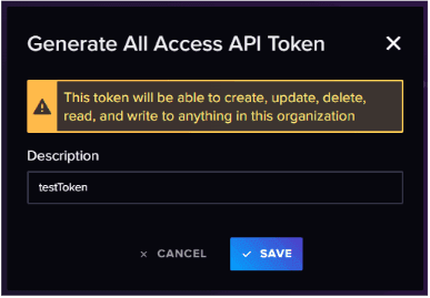 "Screenshot showing the 'prompt' asing to enter the description for token"