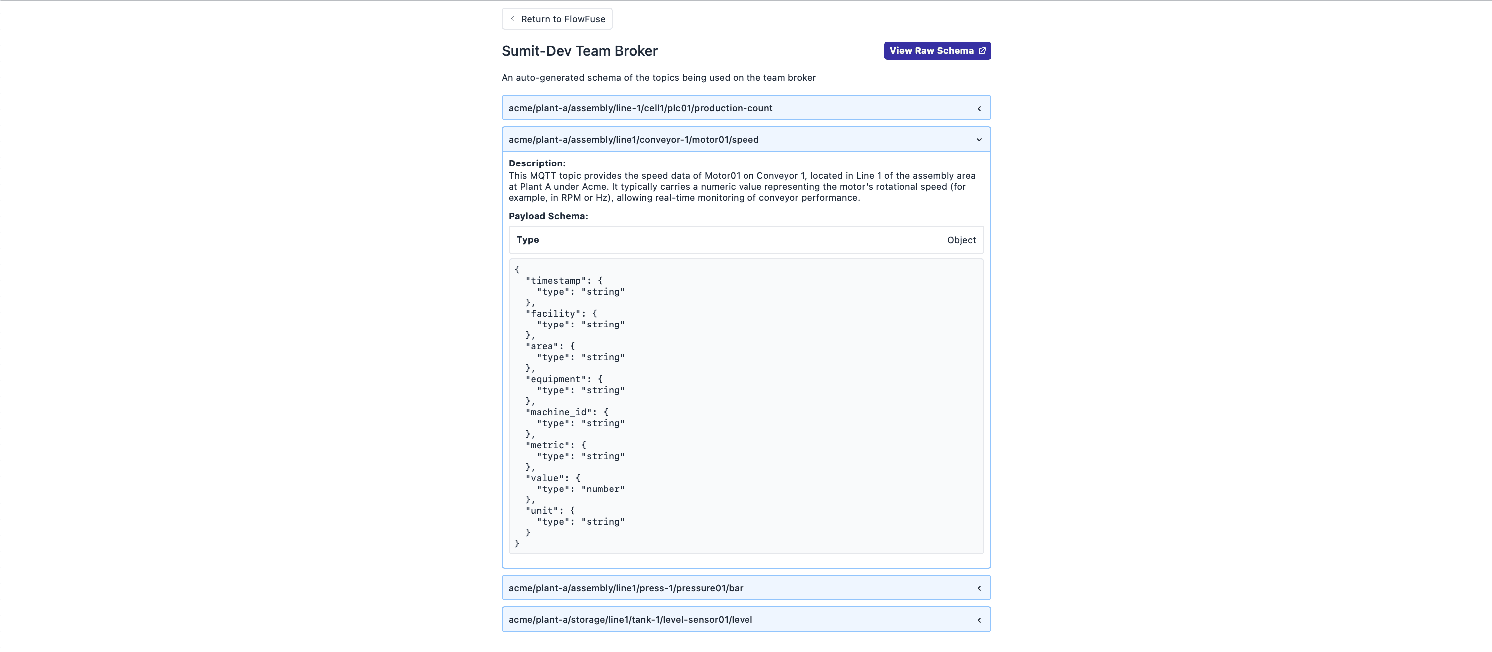 Topic schema auto-generated by FlowFuse